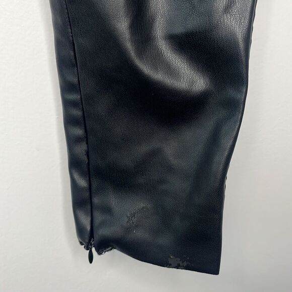 Zara Black Skinny Faux Vegan Leather Pants With Zipper Ankles XS - Picture 5 of 15